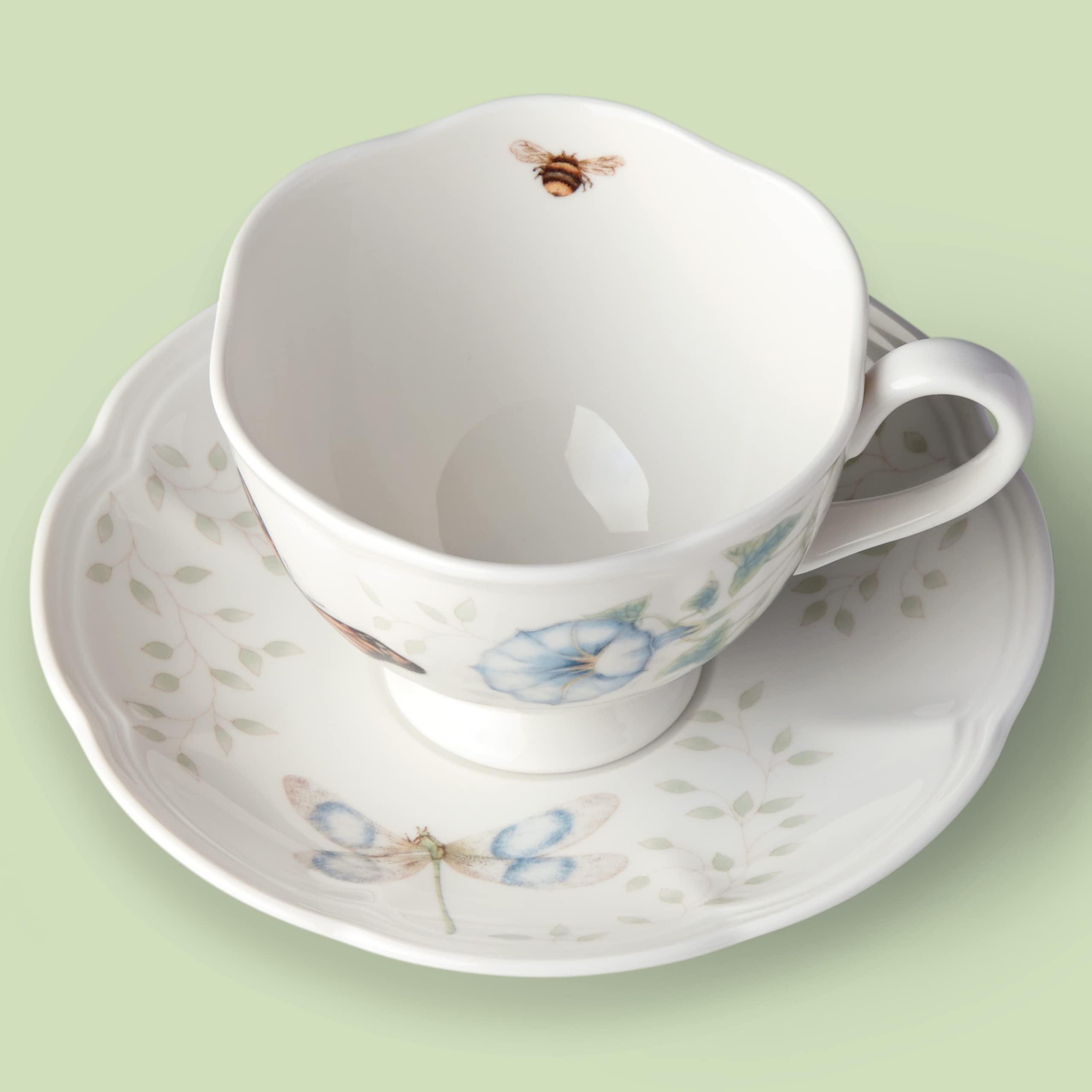 Lenox Porcelain 812099 Butterfly Meadow Monarch Cup And Saucer