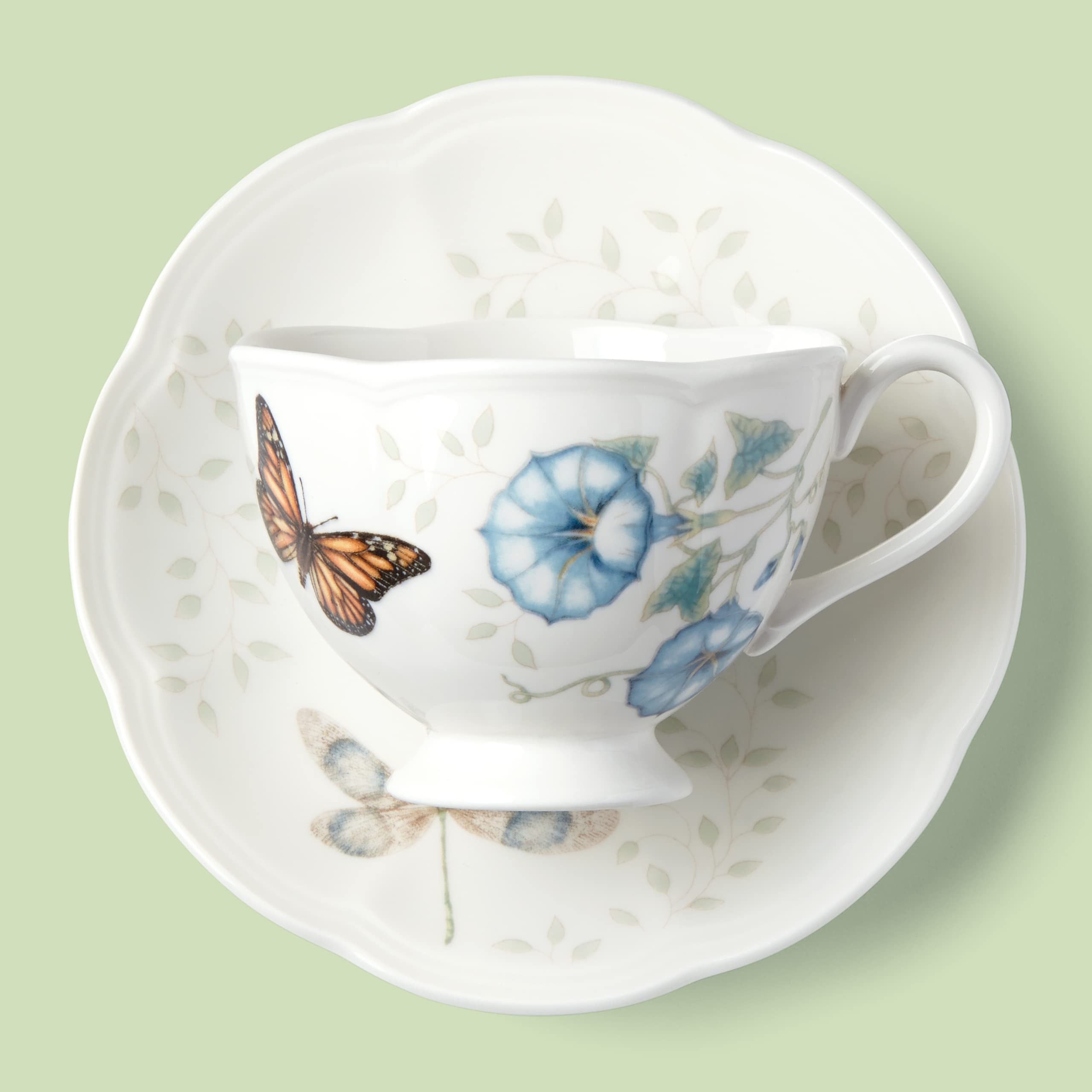 Lenox Porcelain 812099 Butterfly Meadow Monarch Cup And Saucer