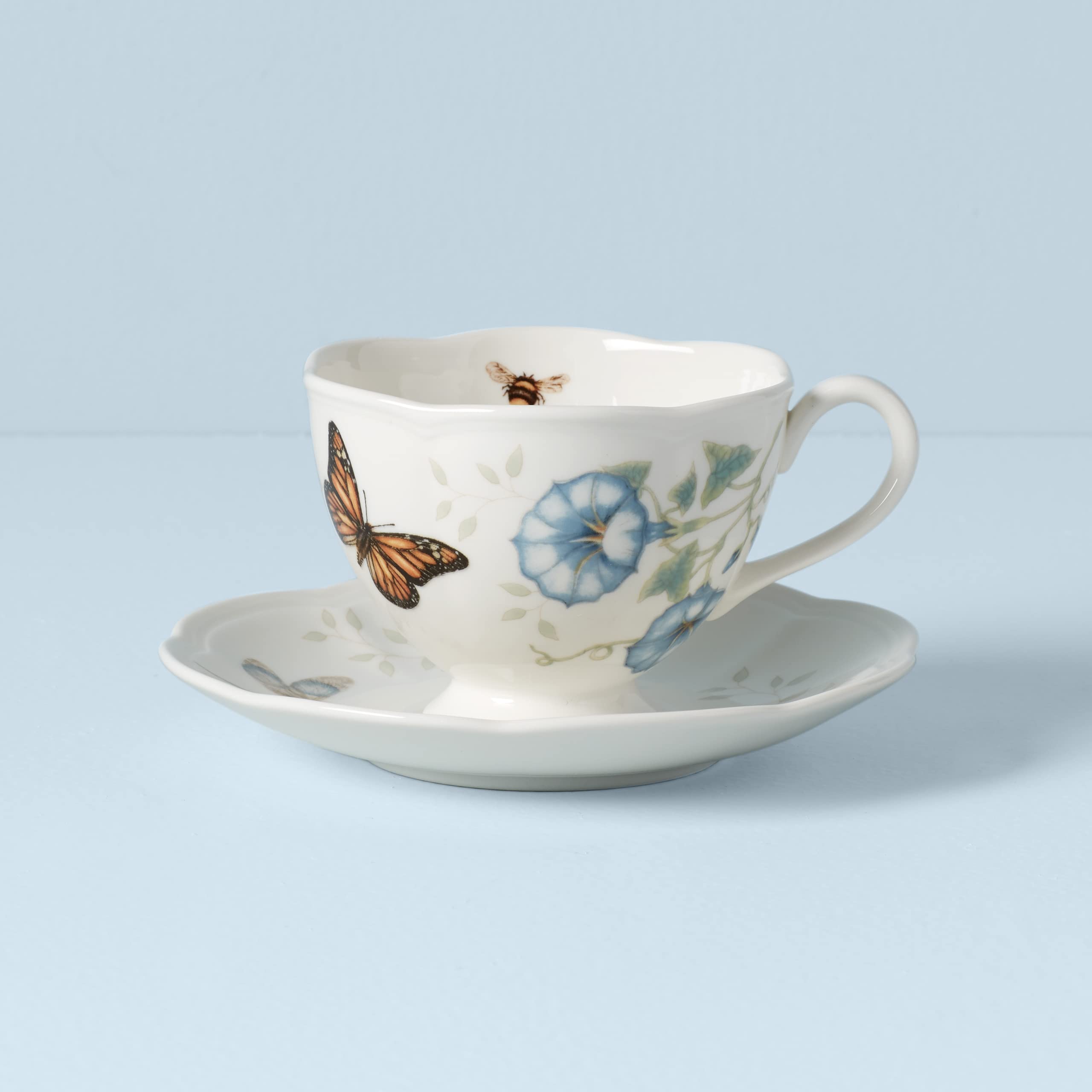 Lenox Porcelain 812099 Butterfly Meadow Monarch Cup And Saucer