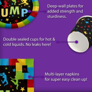 Jump! Bounce House Trampoline Party Supplies Set Plates Napkins Cups Tableware Kit for 16