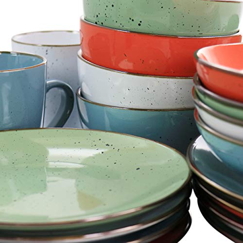 Elama Mix and Match Multi Colored Assorted Dinnerware Set, 20 Piece, Multicolor