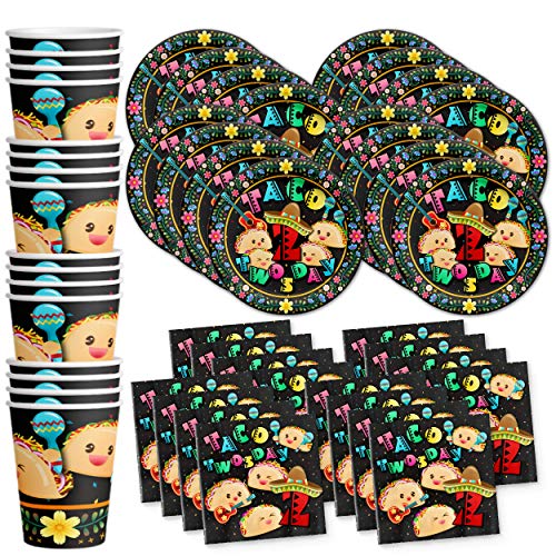 Taco Twosday 2nd Birthday Party Supplies Set Plates Napkins Cups Tableware Kit for 16