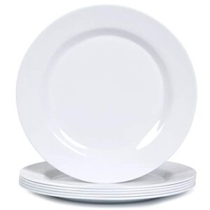 melamine dinner plates set - 10 3/4 inch white melamne plates, 6pcs dinner dishes set for everyday use, dishwasher safe,unbreakable,white