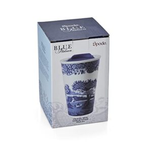 Spode Blue Italian Travel Mug | Made of Porcelain | Travel Tumbler for Coffee and Tea | Hot Water Cup | Dishwasher and Microwave Safe (8 oz)