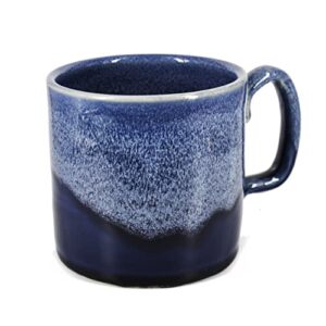 snowswept studio handmade ceramic coffee mug - ol' blue with white frost 14oz