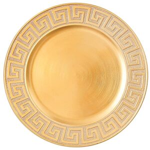 usa party flower greek plastic charger plate, set of 12 (13 inch)(gold)
