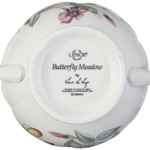 Lenox Butterfly Meadow Double Handled Sugar Bowl with Lid, White -, 1 Count (Pack of 1)