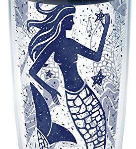 Tervis 1199002 Vintage Mermaid Collage Tumbler with Wrap and Navy Lid 16oz, Clear