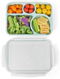 carrotez portion control plate, microwave food storage tray, 5 compartment divided plate with lid, top rack dishwasher safe, bpa free