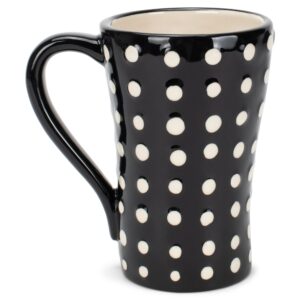 DEMDACO White Swirls Hearts Midnight Black 6 inch Glossy Ceramic Stoneware Mug