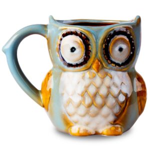 berry president owl coffee mug, morning ceramic coffee mug, tea cup for office and home, dishwasher and microwave safe (12 oz, cyan)