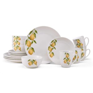 studio nova lemons 16-piece dinnerware set, service for 4, white