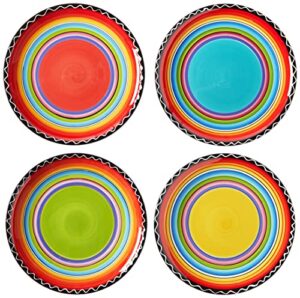 certified international tequila sunrise salad/dessert plate, 9-inch, assorted designs, set of 4, multicolored