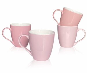miware 18 ounce porcelain mugs, set of 4, coffee, tea and cocoa mug set, different shades of pink