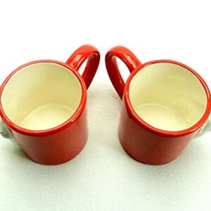 TDL Kissing Cat Mugs, Cute Matching Coffee Mugs, 3-Finger Loop Handles for Easy Handling, Ceramic Cups, Dishwasher Safe - Set of 2, Red, 3 1/4'' diameter (5 1/2'' edge to handle) x 3 1/2''H