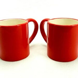 TDL Kissing Cat Mugs, Cute Matching Coffee Mugs, 3-Finger Loop Handles for Easy Handling, Ceramic Cups, Dishwasher Safe - Set of 2, Red, 3 1/4'' diameter (5 1/2'' edge to handle) x 3 1/2''H