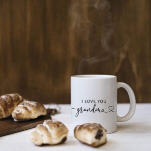 QUICQOD Grandma Gifts - I Love You Grandma White Coffee Mug - Grandma Gifts for Birthday from Grandkid Granddaughter Grandson, Ceramic Mug 11 Oz