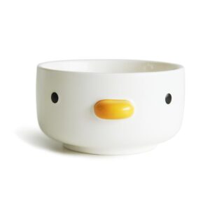 PURROOM Funny Cute Chick Small Salad Bowls, Handmade Glaze Duck Safety Ceramics 14oz Soup Bowls, 4.3'' Rice Bowl, Home Family, Friend.