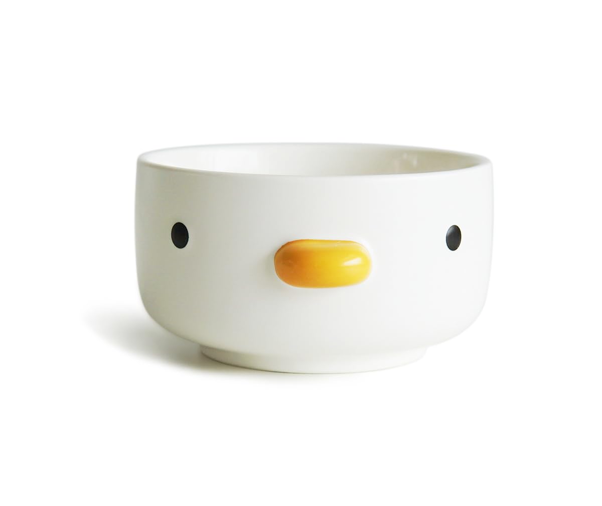 PURROOM Funny Cute Chick Small Salad Bowls, Handmade Glaze Duck Safety Ceramics 14oz Soup Bowls, 4.3'' Rice Bowl, Home Family, Friend.