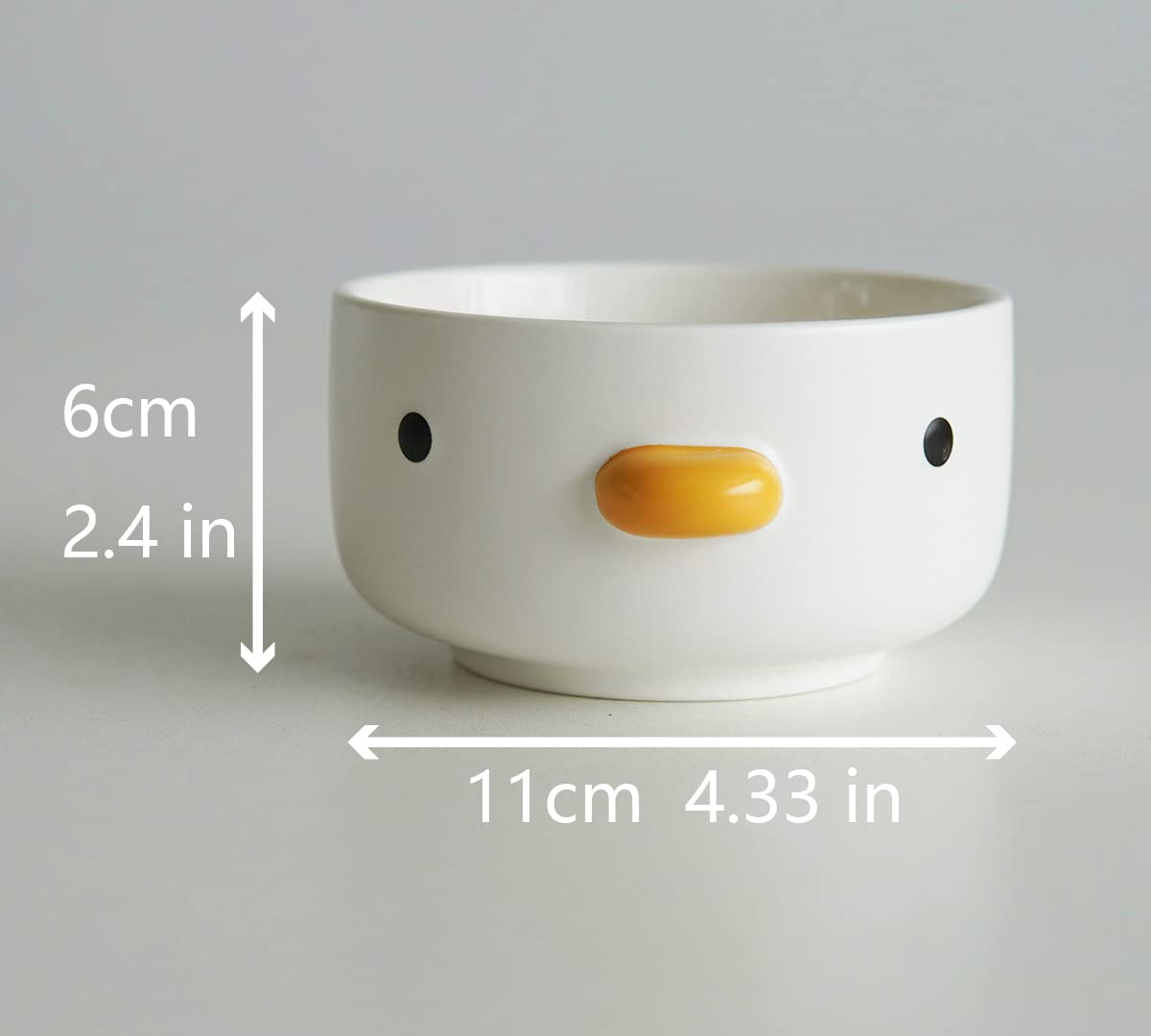 PURROOM Funny Cute Chick Small Salad Bowls, Handmade Glaze Duck Safety Ceramics 14oz Soup Bowls, 4.3'' Rice Bowl, Home Family, Friend.