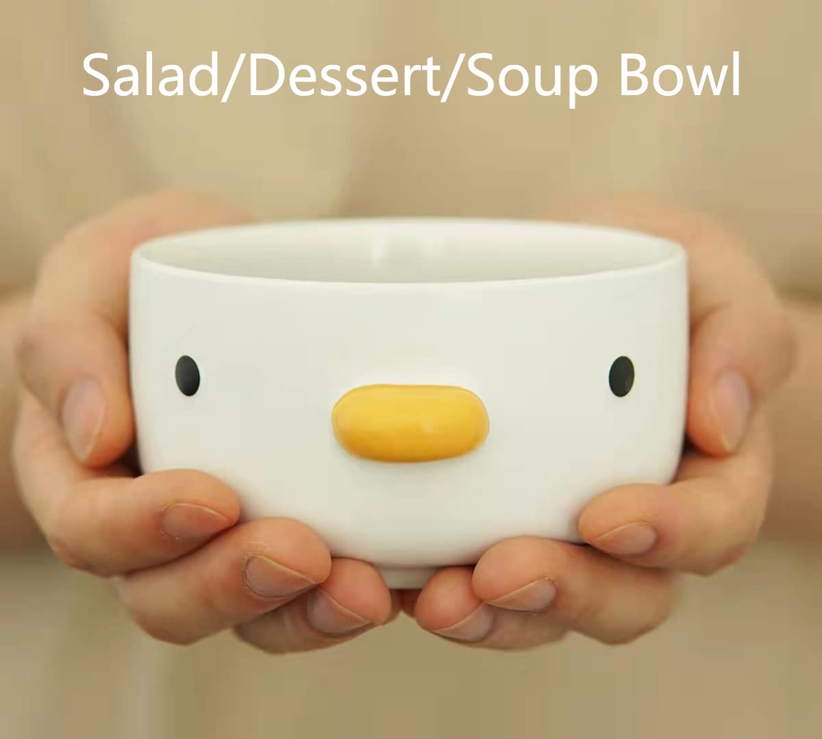 PURROOM Funny Cute Chick Small Salad Bowls, Handmade Glaze Duck Safety Ceramics 14oz Soup Bowls, 4.3'' Rice Bowl, Home Family, Friend.