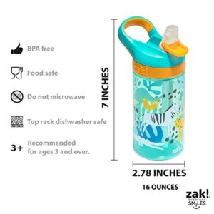zak! Safari - 5-Piece Dinnerware Set - Durable Plastic & Stainless Steel - Includes Water Bottle, 8-Inch Plate, 6-Inch Bowl, Fork & Spoon - Suitable for Kids Ages 3+