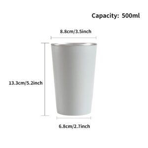 wongwongcat Drinking Cups 2PCS, Stainless Steel Coffee Cup 500 ml, Anti-Scald and Non-Slip Cup, Drinking Cup for Hot and Cold Drinks (White & Grey)