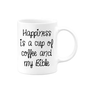 happiness is a cup of coffee | christian gift mug by serenity home goods | tea cup travel mug | present for her him pastor preacher mom dad reverand father mother day