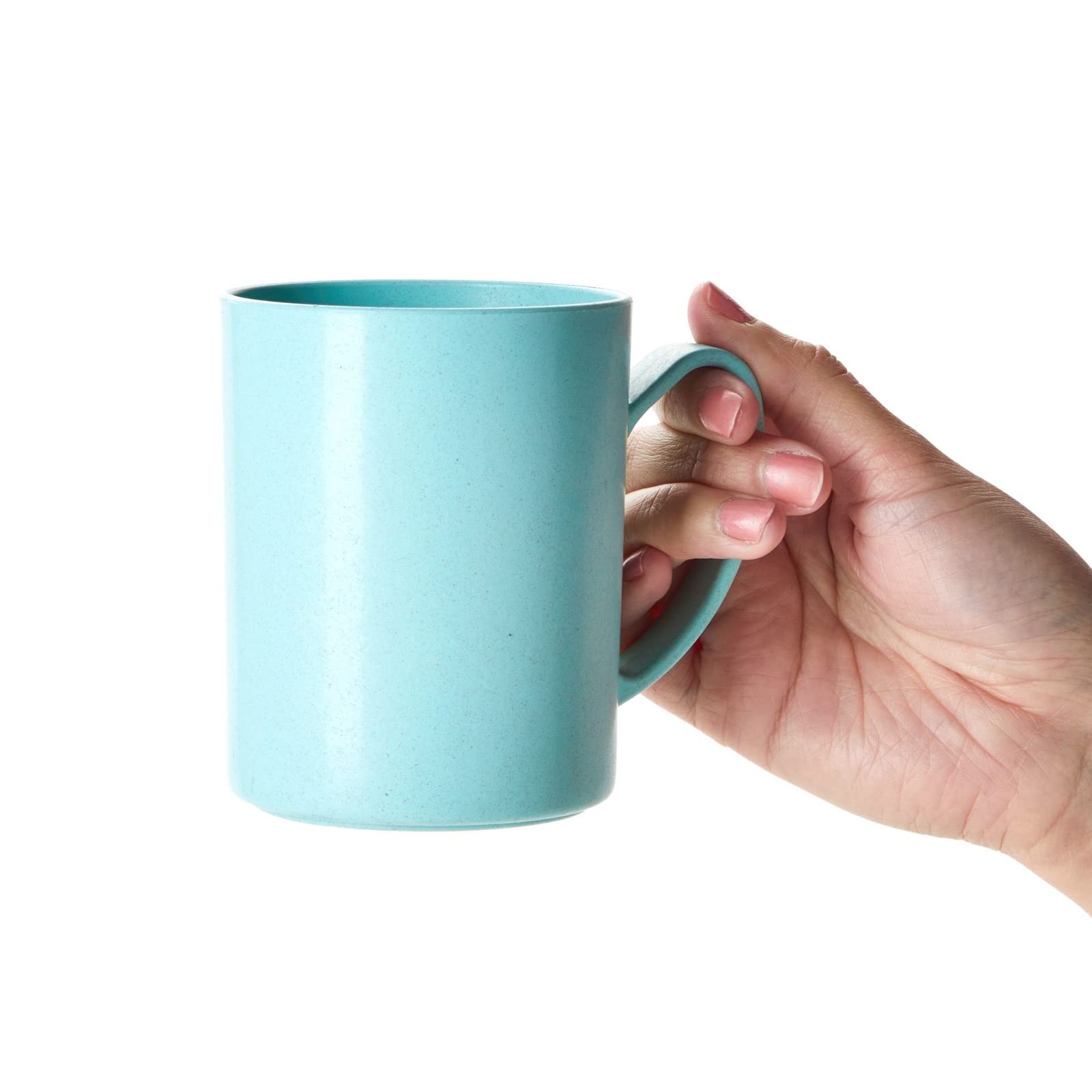 Okuna Outpost 6 Pack Unbreakable Wheat Straw Cups for Coffee, Tea, Milk, Juice, 3 Colors, Light Blue, Green, and Pink, Reusable Mugs, Dishwasher and Microwave-Safe (13.8 Ounces)