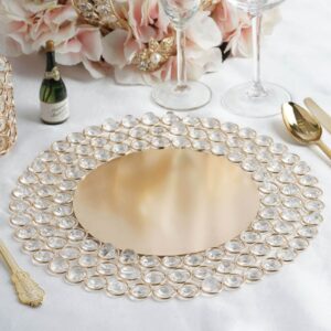 efavormart 14" gold wired metal charger plate with 118 acrylic crystal beads for weddings events