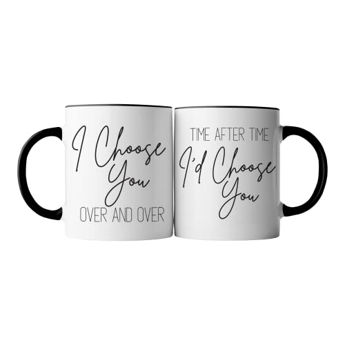 Celebrimo I Choose You Mr and Mrs Coffee Mugs Set - Anniversary Mug Gift for Husband, Wife - His and Her Engagement Gifts for Couples - Engaged, Marriage, Wedding Gifts for Bride and Groom, Couple