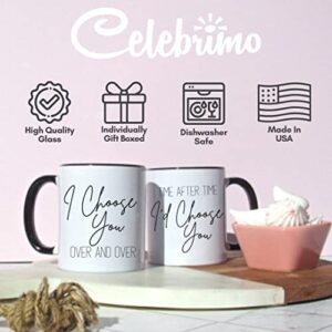 Celebrimo I Choose You Mr and Mrs Coffee Mugs Set - Anniversary Mug Gift for Husband, Wife - His and Her Engagement Gifts for Couples - Engaged, Marriage, Wedding Gifts for Bride and Groom, Couple