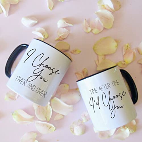 Celebrimo I Choose You Mr and Mrs Coffee Mugs Set - Anniversary Mug Gift for Husband, Wife - His and Her Engagement Gifts for Couples - Engaged, Marriage, Wedding Gifts for Bride and Groom, Couple