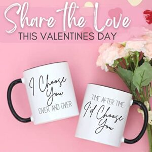 Celebrimo I Choose You Mr and Mrs Coffee Mugs Set - Anniversary Mug Gift for Husband, Wife - His and Her Engagement Gifts for Couples - Engaged, Marriage, Wedding Gifts for Bride and Groom, Couple