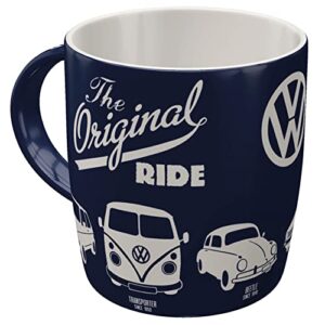 nostalgic-art retro coffee mug, volkswagen – the original ride – vw bus gift idea, large ceramic cup, vintage design, 11.2 oz