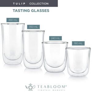 Teabloom Tulip Insulated Glasses for Tea, Espresso and Other Beverages - Double Walled Heatproof Glass Maintains Drinks Hot/Cold, 6 oz (Set of Two)