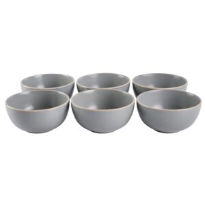 Gibson Home Round Stoneware Rockaway Dinnerware, 6-Piece Bowl Set (26.5oz), Matte Grey