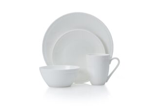 mikasa loria 16-piece bone china dinnerware set - dishwasher & microwave safe, service for 4, white