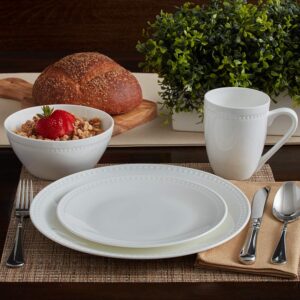 Mikasa Loria 16-Piece Bone China Dinnerware Set - Dishwasher & Microwave Safe, Service for 4, White