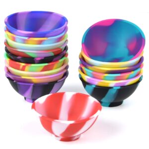 coopay 16 pieces mini silicone pinch bowls multicolor heat resistant snack bowls prep and serve bowls, unbreakable, flexible, 1.75 oz (stripe colors)