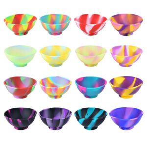 Coopay 16 Pieces Mini Silicone Pinch Bowls Multicolor Heat Resistant Snack Bowls Prep and Serve Bowls, Unbreakable, Flexible, 1.75 Oz (Stripe Colors)