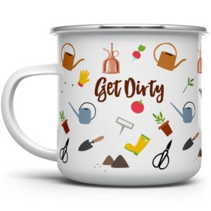 gardening plant lover campfire coffee mug, houseplant tea camping cup, gardner landscape green thumb gifts (12oz)