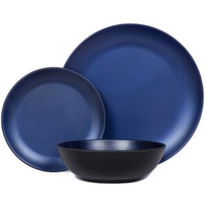 melamine dinnerware sets - 12pcs plates and bowls set, dishwasher safe, break-resistant, indoor and outdoor use,unbreakable