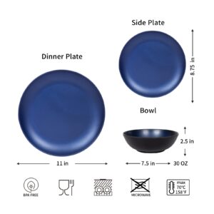 Melamine Dinnerware Sets - 12pcs Plates and Bowls Set, Dishwasher Safe, Break-resistant, Indoor and Outdoor Use,Unbreakable