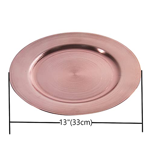 Metallic Rose Gold Charger Plates Rings - 12 pcs 13 Inch Plasic Round Wedding Party Decroation Charger Plates (Metallic Rose Gold, 12)