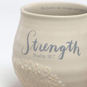 DaySpring - Strength Psalm 28:7 - Inspirational Ceramic Mug, 14oz, Olive