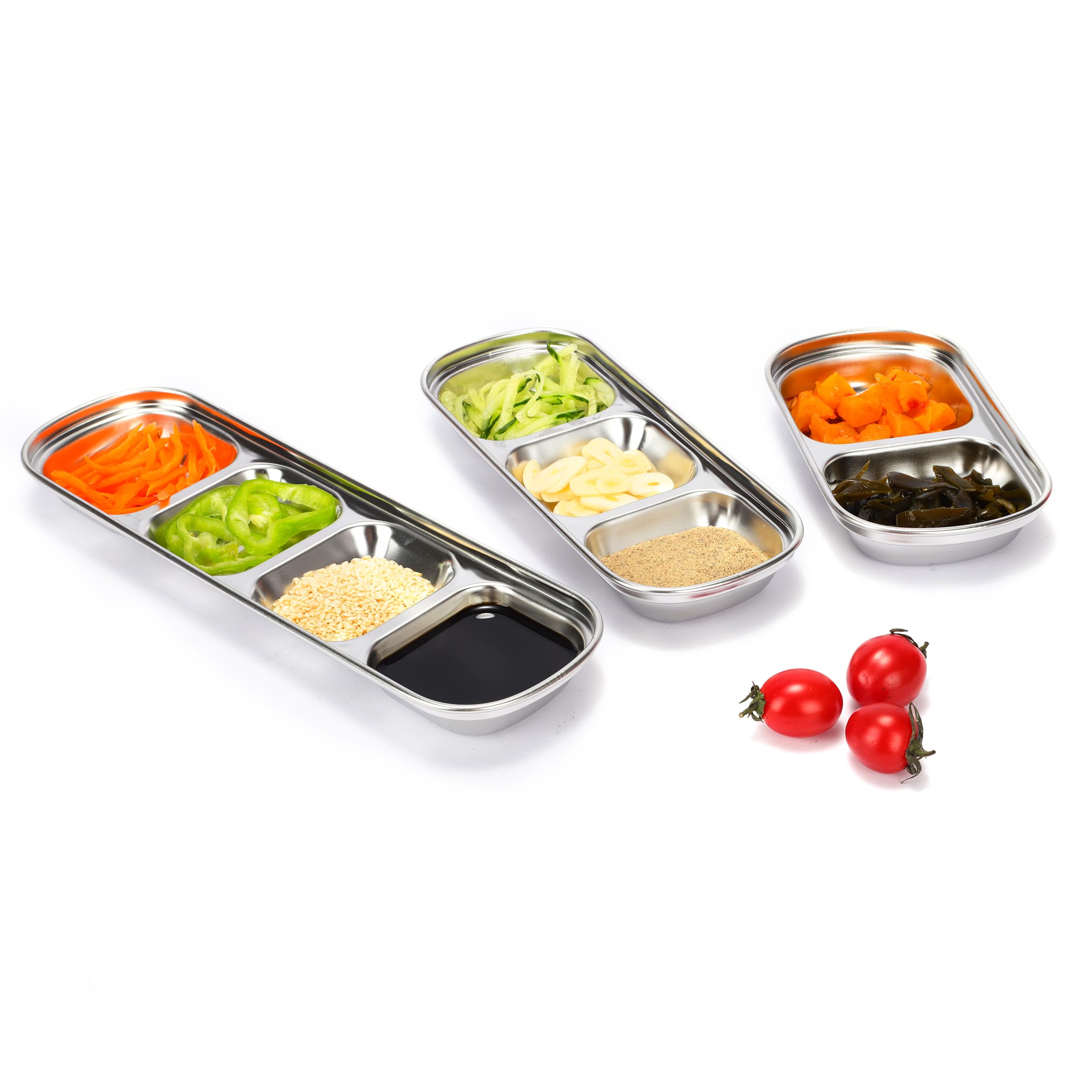 drizzle Sauce Dish Stainless Steel Soy Tomato Sauce Salt Vinegar Sugar Spices Flavor Condiment Dip Bowls Korean BBQ Home Kitchen Plates