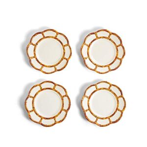 two's company set of 4 bamboo touch accent plate