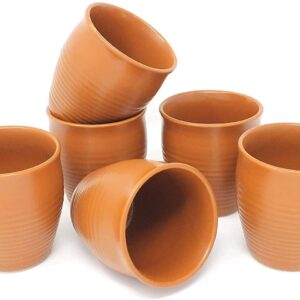 ADHAATA Ceramic Kulhar Kulhad Cups Traditional Indian Tea Chai Coffee Cup 6 OZ (Set of 6pc)