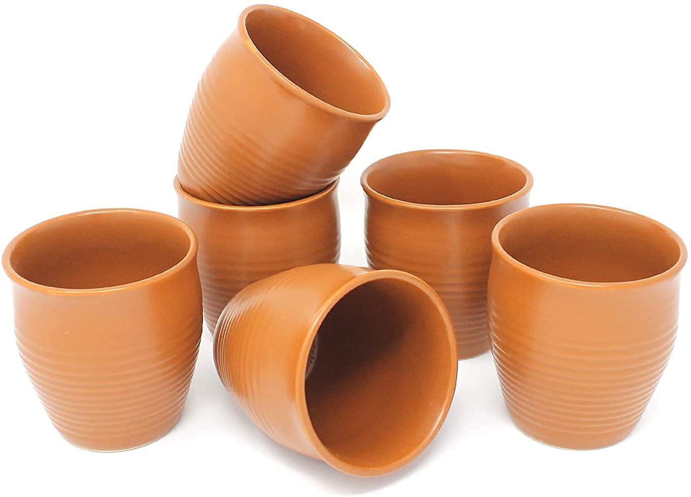 ADHAATA Ceramic Kulhar Kulhad Cups Traditional Indian Tea Chai Coffee Cup 6 OZ (Set of 6pc)